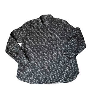 Mens John Varvatos Slim Fit Long Sleeve Sport Shirt Black Floral Cotton Size XXL